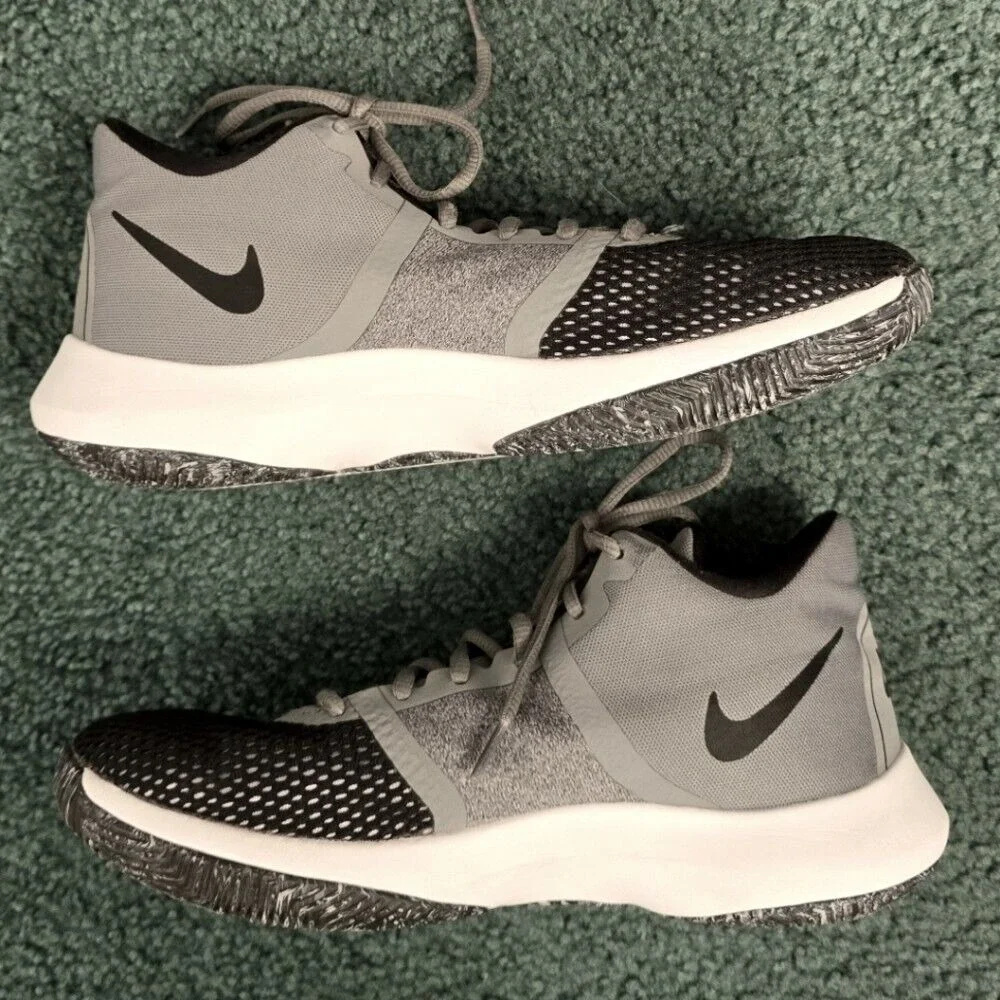 Nike Air Precision II Men Size 8 Basketball Shoes Grey Black Mesh AA7069-011